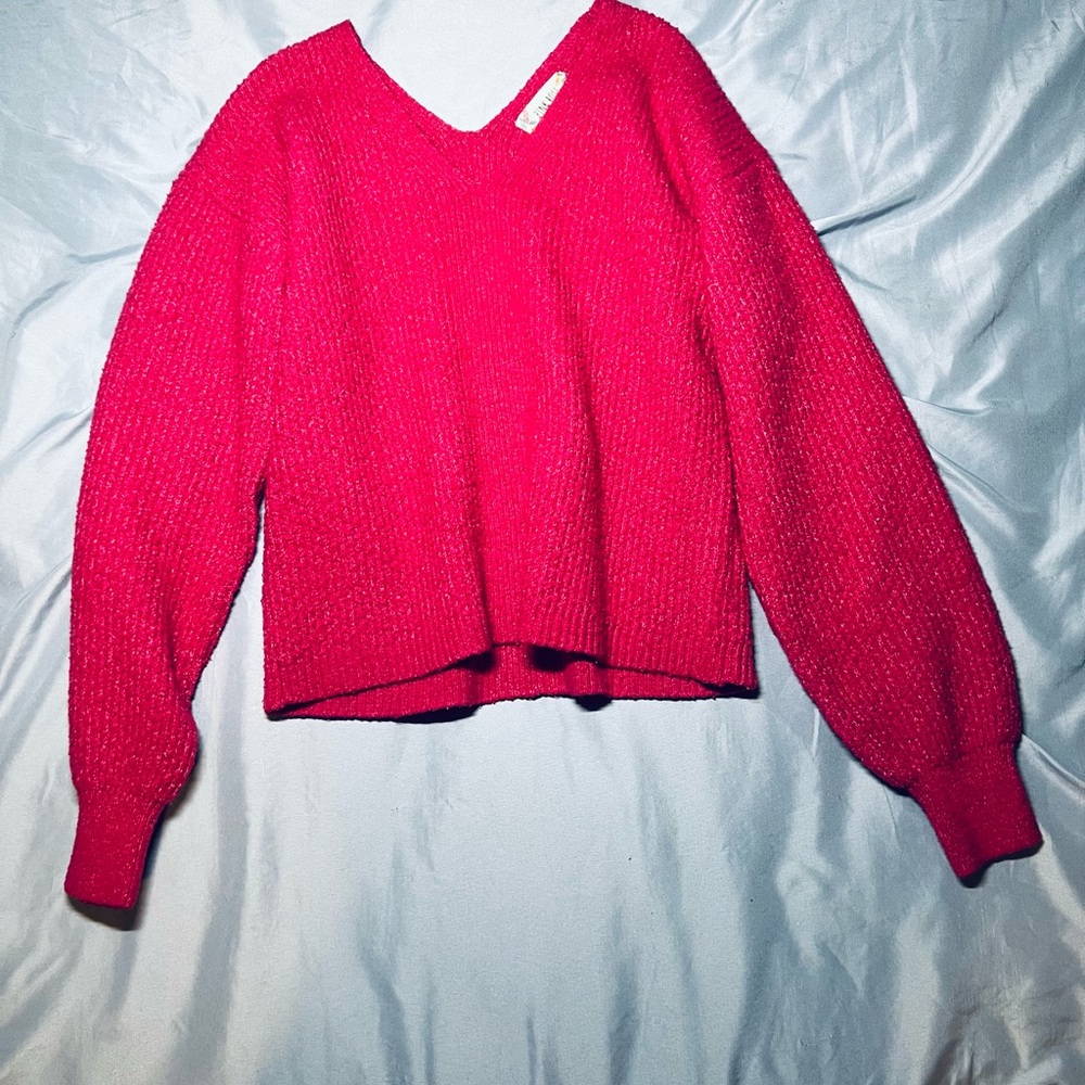 Hot pink v neck sweater